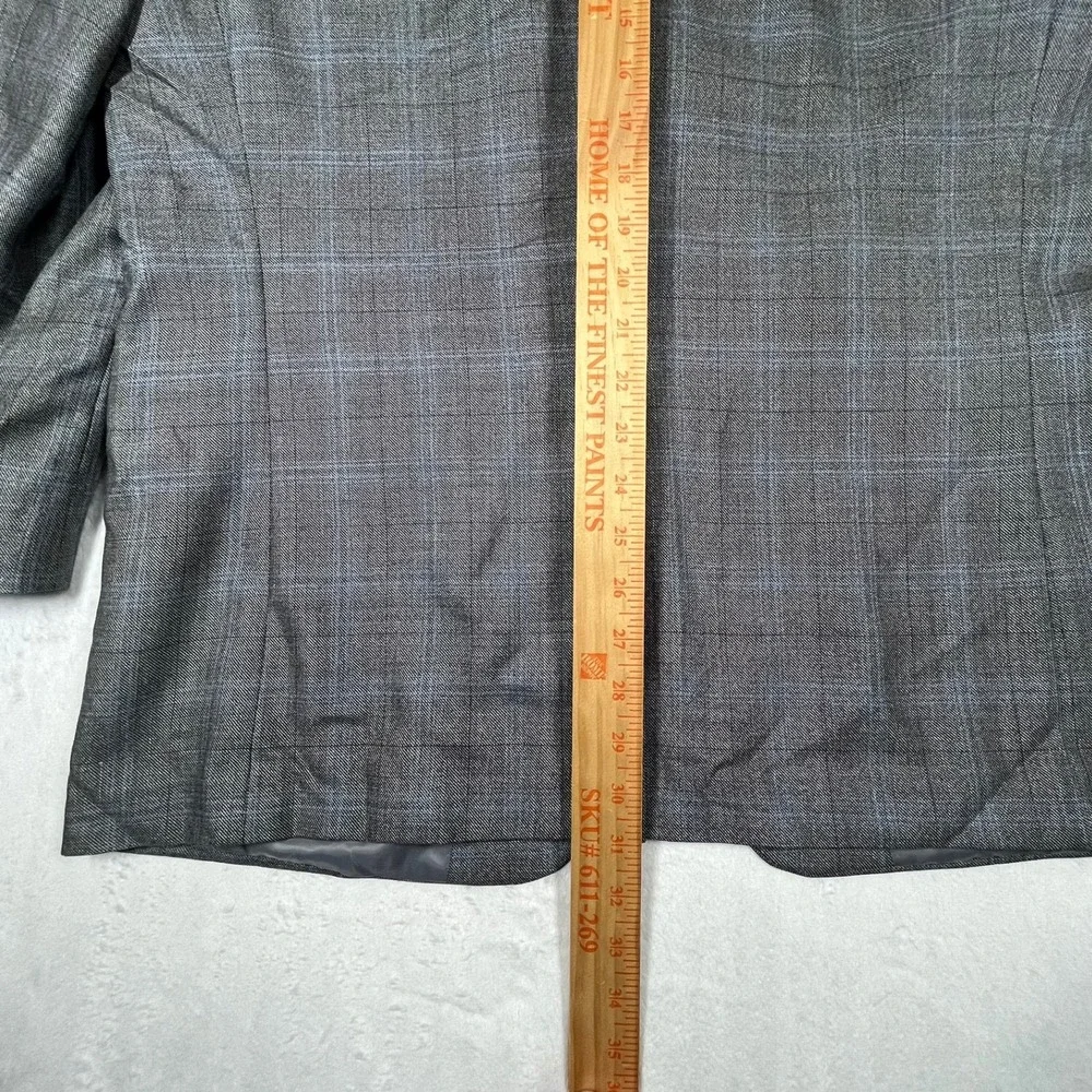 Lauren Ralph Lauren Silk Wool Two-Button Blazer Mens 46R Grey Plaid Glen Check